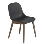 Fiber Side Chair Wood Base - Black + Stained Dark Brown