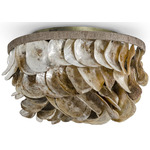 Playa Flush Ceiling Light - Antique Brass / Oyster Shell