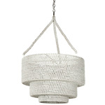 Veranda Woven Pendant - Nickel / Woven Whitewash