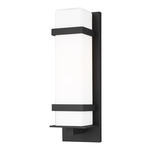 Alban Outdoor Wall Sconce - Black / Opal