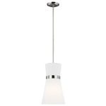 Clark Pendant - Brushed Nickel / White Linen