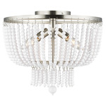Jackie Semi Flush Ceiling Light - Brushed Nickel / White
