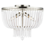 Jackie Semi Flush Ceiling Light - Brushed Nickel / White