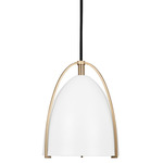 Norman Mini Pendant - Satin Brass / Matte White