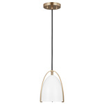 Norman Mini Pendant - Satin Brass / Matte White