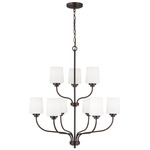 Windom Chandelier - Bronze / Etched White