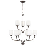 Windom Chandelier - Bronze / Etched White