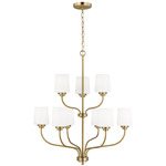 Windom Chandelier - Satin Brass / Etched White