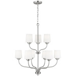 Windom Chandelier - Brushed Nickel / Etched White