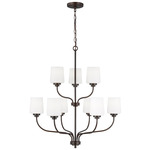 Windom Chandelier - Bronze / Etched White