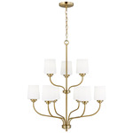 Windom Chandelier - Satin Brass / Etched White