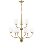 Windom Chandelier - Satin Brass / Etched White