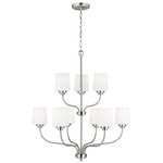 Windom Chandelier - Brushed Nickel / Etched White