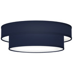 Felicity Ceiling Flush Light Fixture - Brushed Nickel / Linen Navy