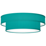 Felicity Ceiling Flush Light Fixture - Brushed Nickel / Silk Turquoise