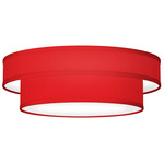 Felicity Ceiling Flush Light Fixture - Brushed Nickel / Taffeta Rouge