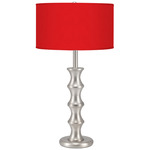 Clive Table Lamp - Nickel / Taffeta Rouge