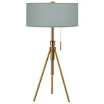 Abigail Adjustable Table Lamp - Brass / Linen Grey