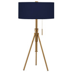Abigail Adjustable Table Lamp - Brass / Linen Navy