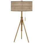 Abigail Adjustable Table Lamp - Brass / Natural Veneer