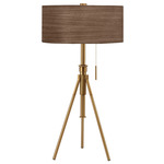 Abigail Adjustable Table Lamp - Brass / Walnut Veneer