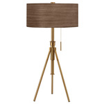 Abigail Adjustable Table Lamp - Brass / Walnut Veneer