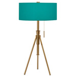 Abigail Adjustable Table Lamp - Brass / Silk Turquoise