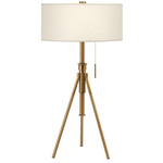 Abigail Adjustable Table Lamp - Brass / Taffeta Ecru