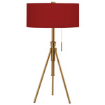 Abigail Adjustable Table Lamp - Brass / Taffeta Wine