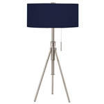 Abigail Adjustable Table Lamp - Nickel / Linen Navy