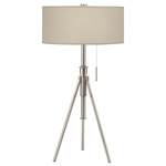 Abigail Adjustable Table Lamp - Nickel / Linen Oatmeal