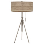 Abigail Adjustable Table Lamp - Nickel / Natural Veneer