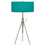 Abigail Adjustable Table Lamp - Nickel / Silk Turquoise