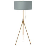 Aiden Adjustable Floor Lamp - Brass / Linen Grey