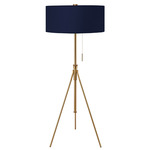 Aiden Adjustable Floor Lamp - Brass / Linen Navy