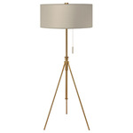 Aiden Adjustable Floor Lamp - Brass / Linen Oatmeal