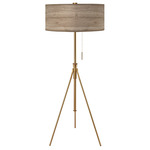 Aiden Adjustable Floor Lamp - Brass / Natural Veneer