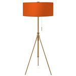 Aiden Adjustable Floor Lamp - Brass / Silk Orange