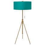Aiden Adjustable Floor Lamp - Brass / Silk Turquoise