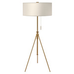 Aiden Adjustable Floor Lamp - Brass / Taffeta Ecru