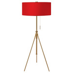 Aiden Adjustable Floor Lamp - Brass / Taffeta Rouge