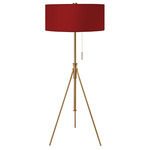 Aiden Adjustable Floor Lamp - Brass / Taffeta Wine