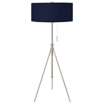 Aiden Adjustable Floor Lamp - Nickel / Linen Navy