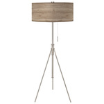 Aiden Adjustable Floor Lamp - Nickel / Natural Veneer