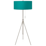 Aiden Adjustable Floor Lamp - Nickel / Silk Turquoise