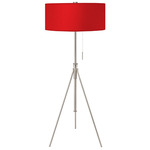 Aiden Adjustable Floor Lamp - Nickel / Taffeta Rouge
