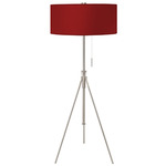 Aiden Adjustable Floor Lamp - Nickel / Taffeta Wine