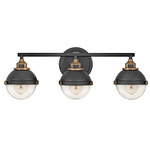 Fletcher Bathroom Vanity Light - Heritage Brass / Black / Clear Seedy