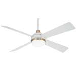 ORB Ceiling Fan with Light - Flat White / Soft Brass / Flat White