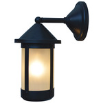 Berkeley Arm Outdoor Wall Sconce - Satin Black / Frosted
